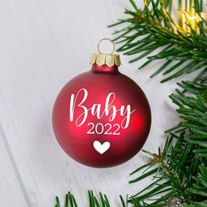 Personalisierte Weihnachtskugel aus Glas "Baby 2022" + Symbol, ca 6cm Durchmesser