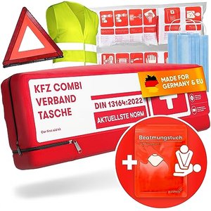 KFZ-Kombitasche (StVO konform): Verbandskasten, Warndreieck, Warnweste
