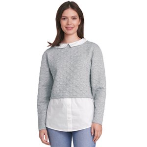 Damen Strickpullover mit Blusen-Einsatz