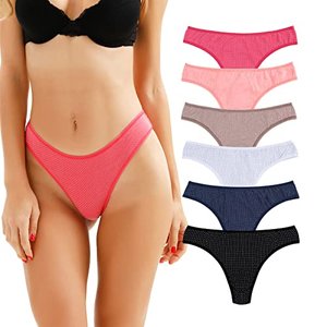 Atmungsaktive Damen-Strings, Unterwäsche aus Baumwolle, 6er-Pack