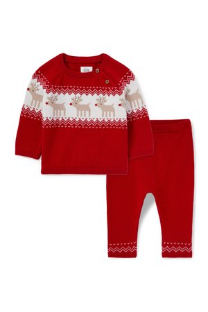 Rudolf - Baby-Weihnachts-Strick-Outfit - 2 teilig