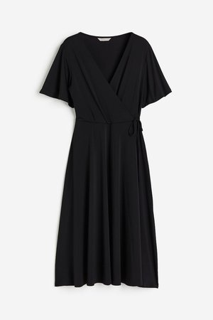 Wickelkleid aus Jersey - Schwarz - Damen