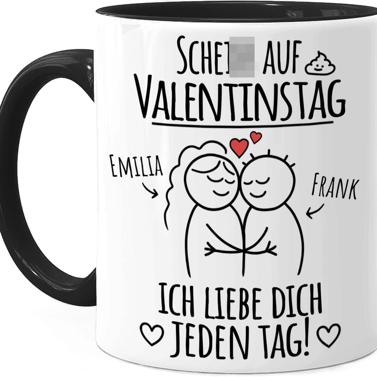 Tassenliebling Pärchen Tasse personalisiert Schwarz - Ich liebe dich jeden Tag