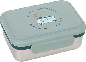 LÄSSIG Kinder Brotdose Edelstahl Lunchbox Frühstücksbox nachhaltig Kindergarten Schule/Adventure Bus