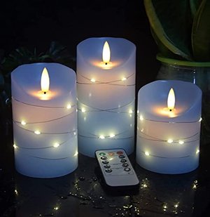 Himmelblaue LED-Kerzen mit 11-Tasten-Fernbedienung