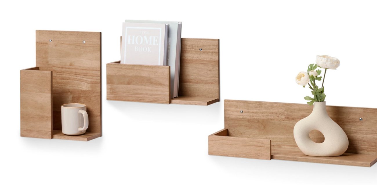 3er-Regal-Set aus Massivholz