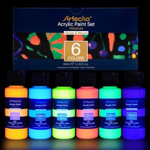 Artecho Fluoreszierende Farbe Leuchtfarbe 6x59 ml