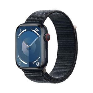 Apple Watch Series 9 (GPS + Cellular, 45 mm) Smartwatch mit Aluminiumgehäuse und Sport Loop Armband 