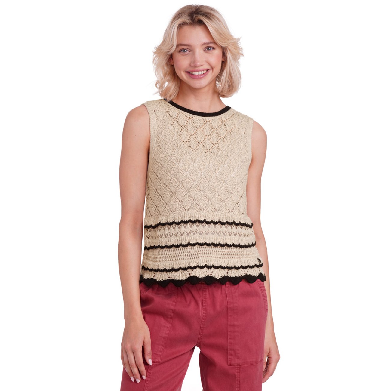 Damen Stricktop mit Ajourmuster