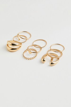 9er-Pack Ringe - Gold - H&M