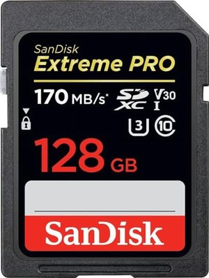 SanDisk Extreme PRO 128GB SDXC, Class 10, U3, V30
