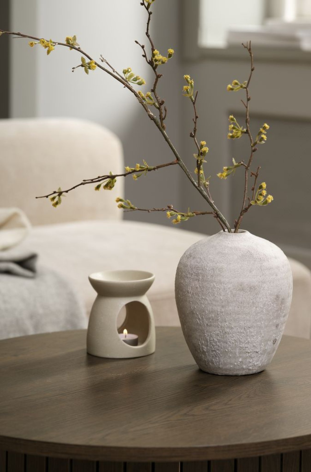 Vase IVAR Ø17xH21cm weiß/grau