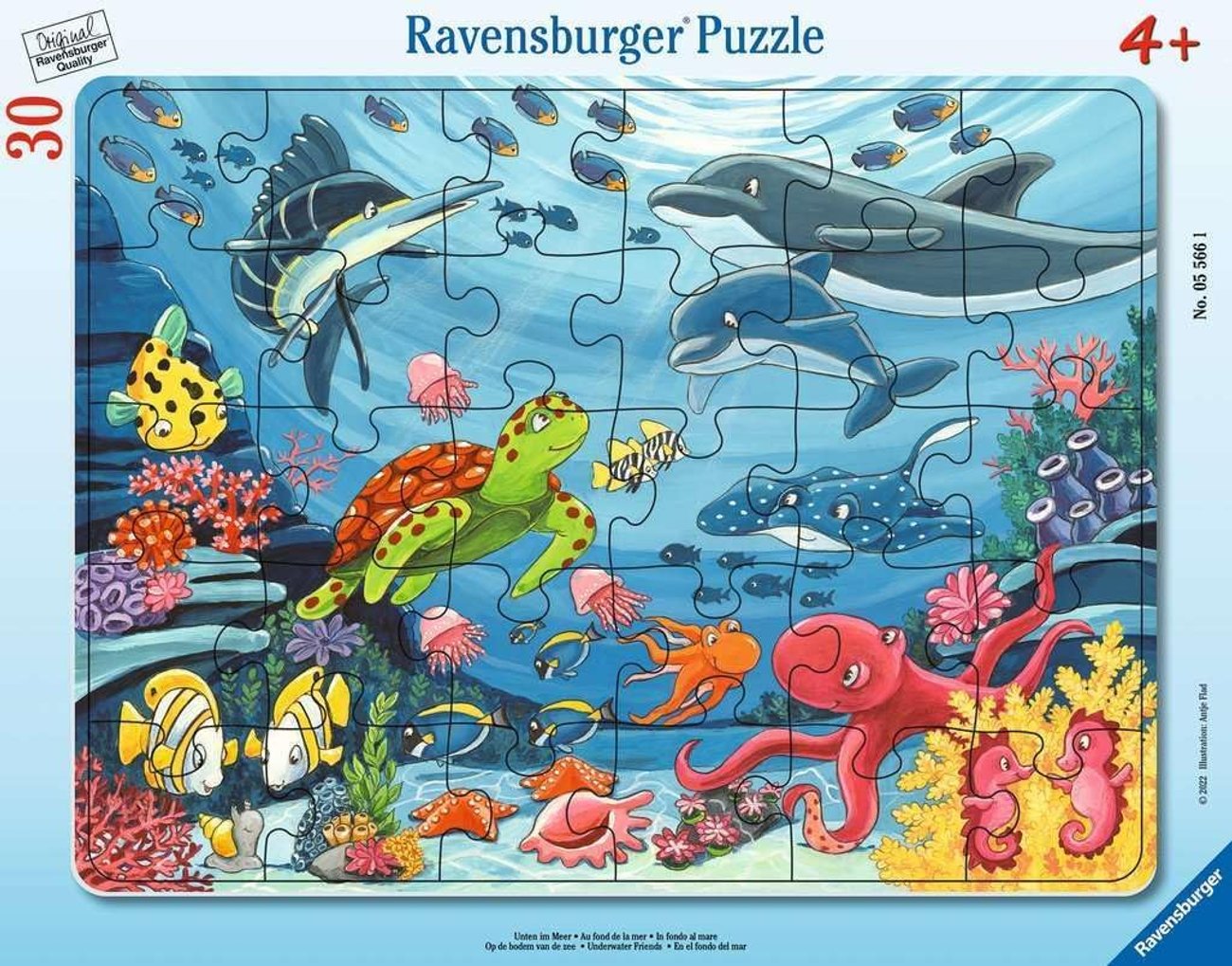 Ravensburger Kinderpuzzle - Unten im Meer - 30-48 Teile Rahmenpuzzle für Kinder ab 4 Jahren