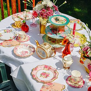 Talking Tables Einwegbecher und Untertasse im Teetassen Vintage Blumen