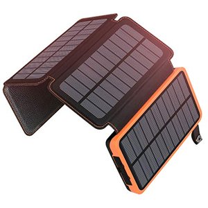 A ADDTOP Solar Powerbank 25000mAh Tragbare Solar Ladegerät mit 4 Solarpanels, Outdoor wasserfester e