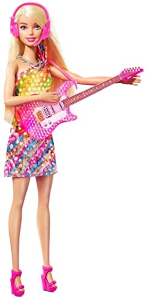 Barbie GYJ23 - "Bühne frei für große Träume" Malibu Barbie Puppe (ca. 30 cm groß, blond) mit Musik, 