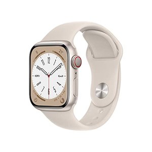 Apple Watch Series 8 (GPS + Cellular, 41mm) Smartwatch - Aluminiumgehäuse Polarstern, Sportarmband P