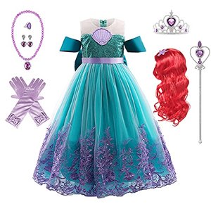 Kosplay Mädchen Ariel Prinzessin Kostüm mit Accessoires