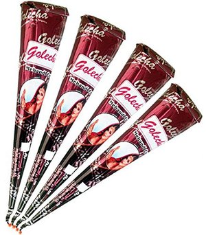 4x Golecha 100% Natural Henna Paste Kegel (rot-braun)