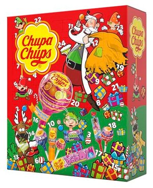 Chupa Chups XXL Adventskalender 2024, Mix aus verschiedenen Lutscher- & Kaugummis