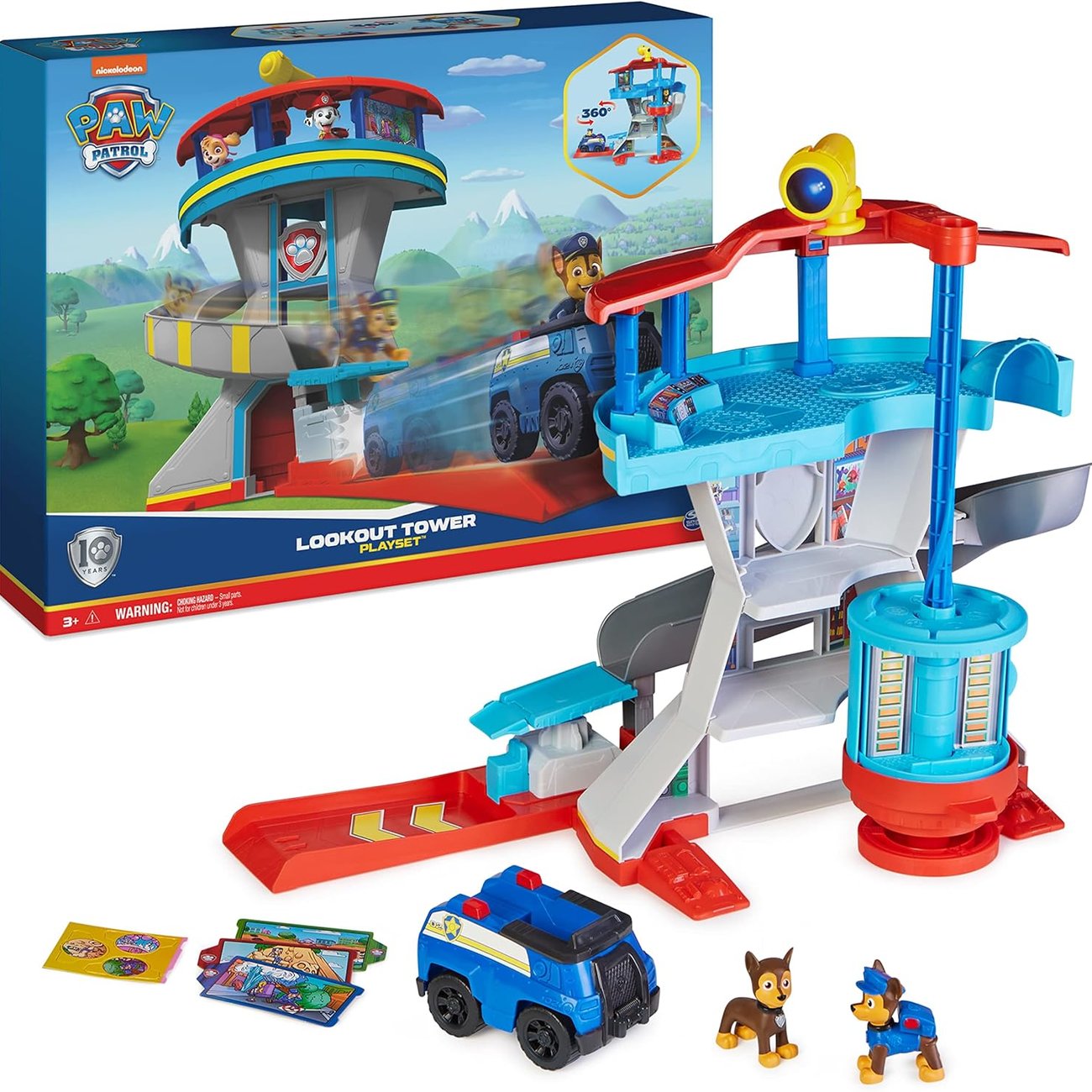 PAW Patrol, Lookout Tower, Hauptquartier Spielset mit 1 Chase Basis Fahrzeug