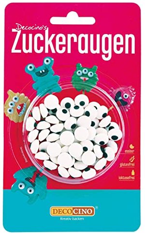 DECOCINO Essbare Zuckeraugen (25g) – Deko-Augen als Zuckerdekor zum Backen für Geburtstags-Torten, G