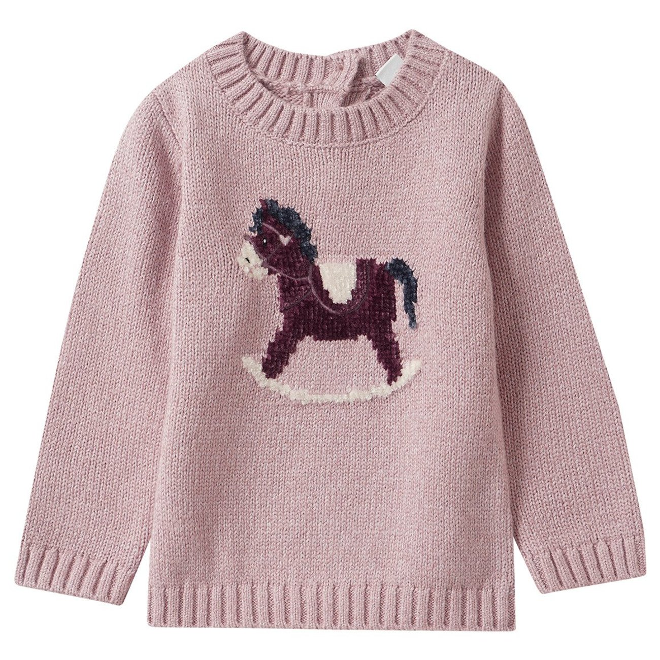 Baby Strickpullover mit Schaukelpferd-Motiv