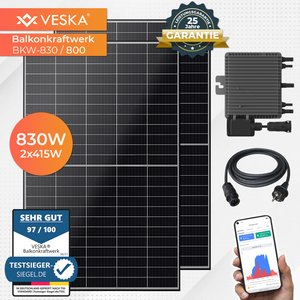 Balkonkraftwerk 830 W / 800 W Photovoltaik Solaranlage Steckerfertig WIFI Smarte Mini-PV Anlage 800 