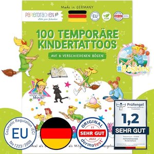 Papierdrachen 100 Tattoos für Kinder - Hautfreundliche Kindertattoos Bibi Blocksberg