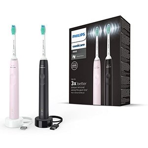 Philips Sonicare 3100 - 2 x electric sonic toothbrushes, in black and sugar rose