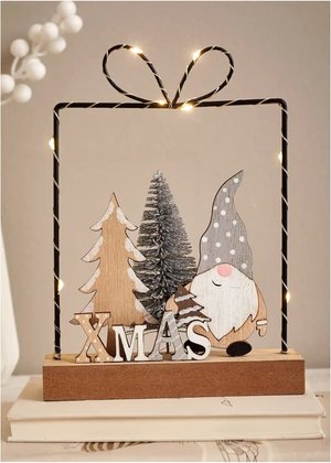 LED-Deko-Objekt Wichtel mit Tanne