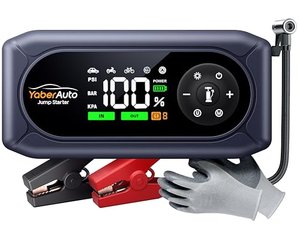 YaberAuto Starthilfe Powerbank mit Kompressor, 150PSI 4500A Auto Starthilfe Powerbank, Auto Starthil
