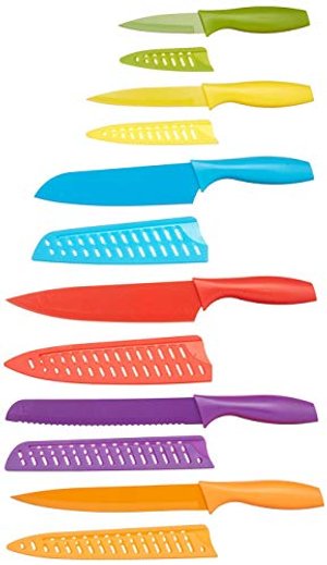 Amazon Basics - Messer-Set, bunt, 12-teilig