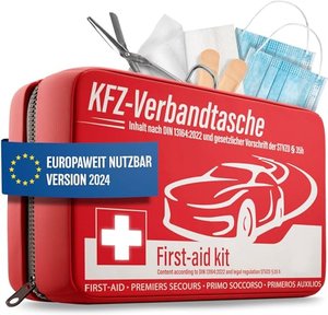 KFZ-Verbandstasche für Autos - europaweit nutzbar (aktuelle Norm 2024)