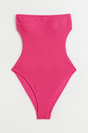 Bandeau-Badeanzug - Rosa - Damen