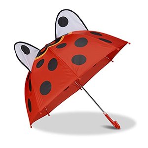 Relaxdays Kinderregenschirm mit 3D-Marienkäfer