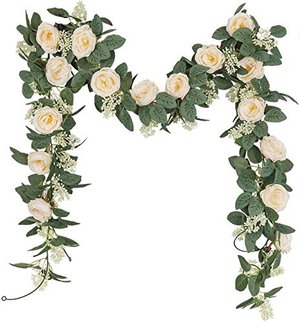 U'Artlines 2er Set(4,0 mt Insgesamt) Gefälschte Rose Vine Girlande Künstliche Blumen Pflanzen für Ho