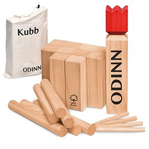 Toyfel Odinn Garten Spielzeug XXL Kubb Spiel – Wikinger Schach Holz aus Premium FSC® Buchenholz mit 