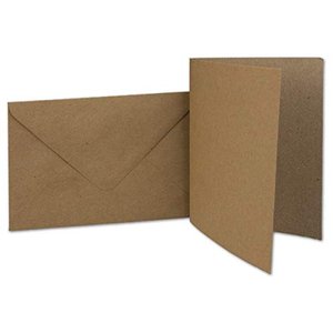 20 Kraftpapier-Karten-Umschlag Set DIN A6 Falt-Karten Natur-Braun 