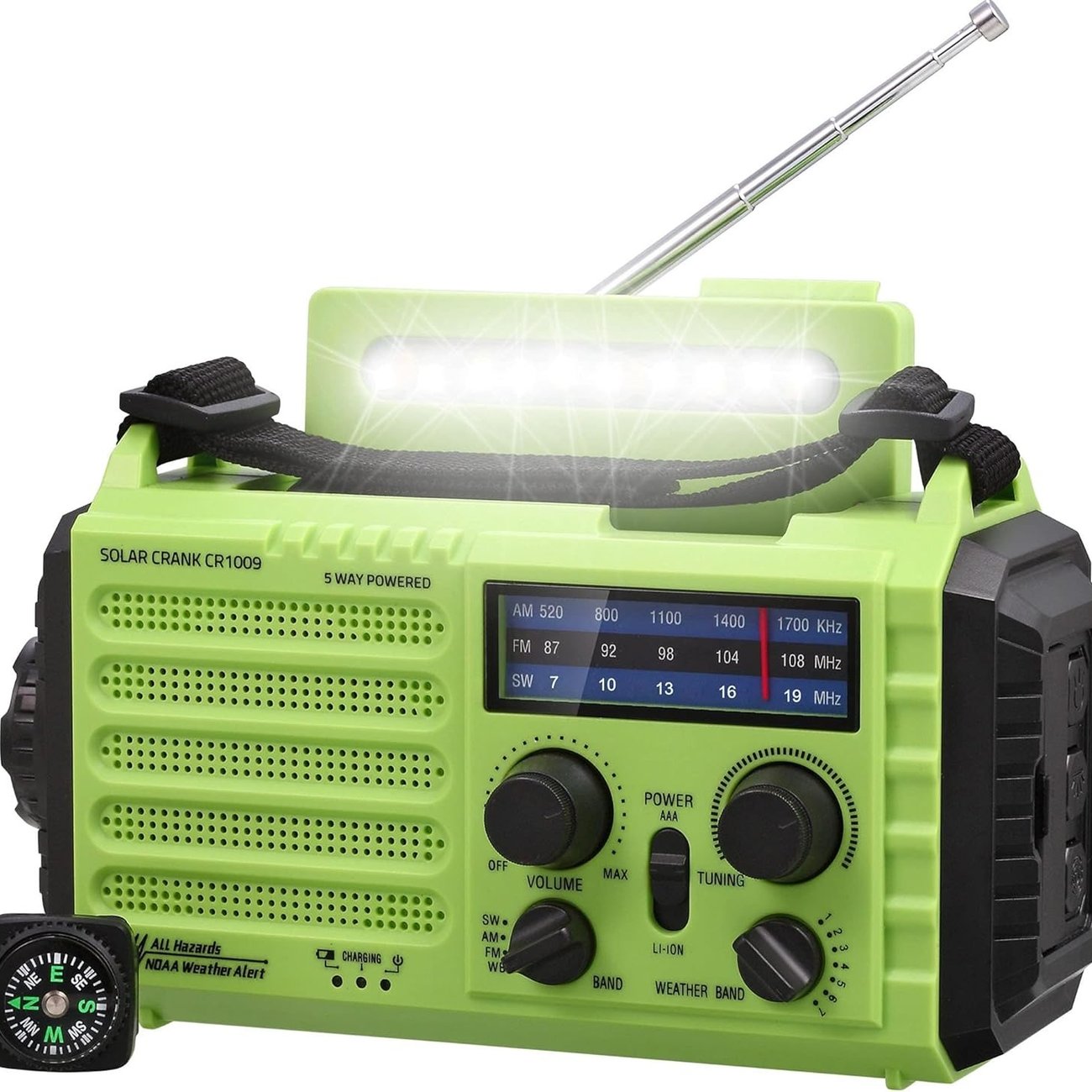 Kurbelradio mit Taschenlampe und Powerbank