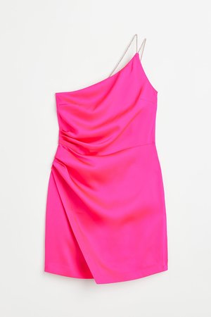 Barbiecore One-Shoulder-Kleid in Hot Pink