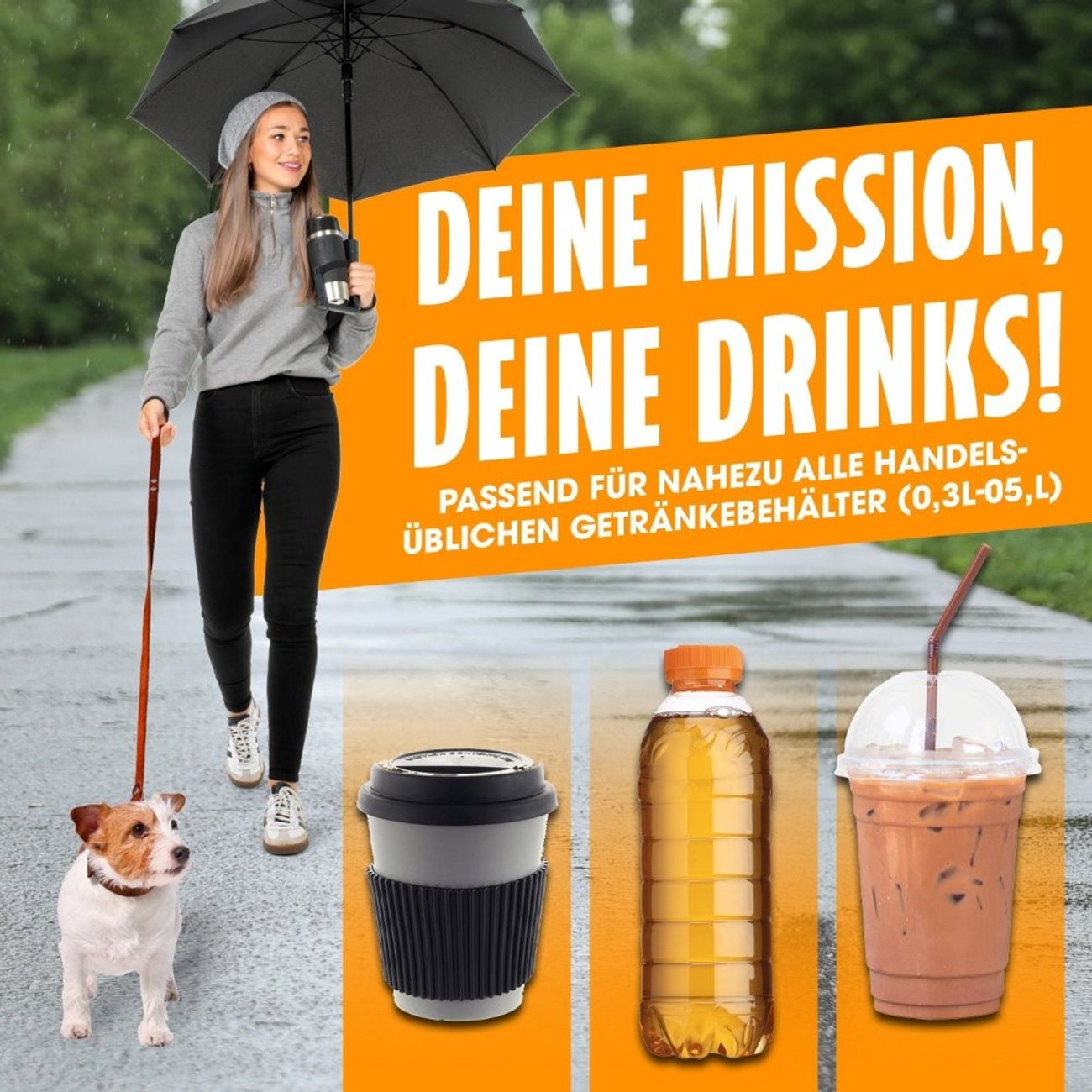 Cupbrella Regenschirm mit Getränkehalter