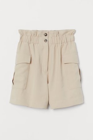 Paperbag-Shorts in Hellbeige