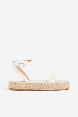 Espadrilles mit Flechtdetail - Weiß - Damen