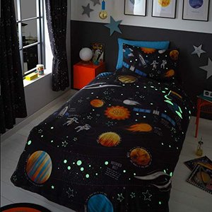 Weltraum Kinder Bettwäsche-Set - leuchtet im Dunkeln
