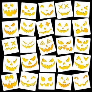25 Stücke Wiederverwendbare Halloween Zeichnung Kürbis Gesichtsschablonen 
