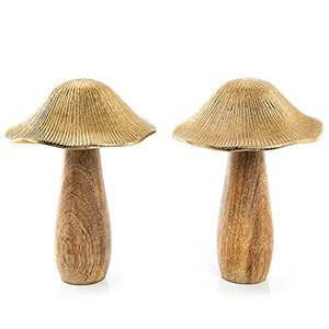 Logbuch-Verlag 2 Pilz Figuren aus Holz und Metall