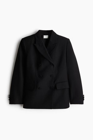 Zweireihiger Blazer - Schwarz - Damen