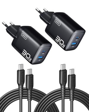 INIU 30W USB C Ladegerät 2-Pack, Schnellladegerät mit Kabel