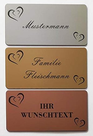 Klingelschild Türschild Herz Motiv Briefkastenschild Namensschild Gravur Klebend